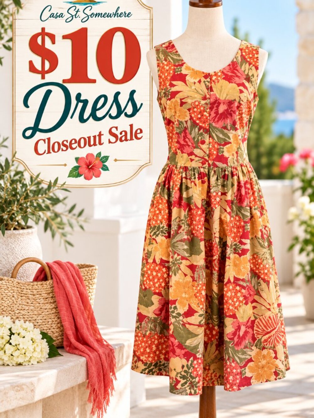 NOUVEAU FACES Vintage Button Front Sun Dress